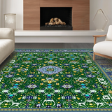 Ultra Soft Area Rug, Non Slip, Stain Resistant, Washable Area Rugs for Living Room, Bedroom, Chic Ogee Floral Arrangement(Green)