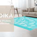 Ultra Soft Area Rug, Non Slip, Stain Resistant, Washable Area Rugs for Living Room, Bedroom, Teal Seashell Intricate Design(Blue)