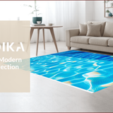 Ultra Soft Area Rug, Non Slip, Stain Resistant, Washable Area Rugs for Living Room, Bedroom, Chic 3D Water-Inspired Motif(Blue)
