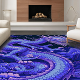 Ultra Soft Area Rug, Non Slip, Stain Resistant, Washable Area Rugs for Living Room, Bedroom, Modern Artistic Dragon Illustration(Blue)
