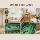 Ultra Soft Area Rug, Non Slip, Stain Resistant, Washable Area Rugs for Living Room, Bedroom, Rustic Forest Animal Motif(Green)