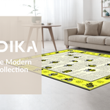 Ultra Soft Area Rug, Non Slip, Stain Resistant, Washable Area Rugs for Living Room, Bedroom, Retro Grunge Floral Pattern(Yellow)