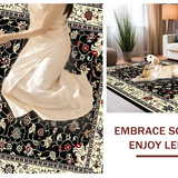 Ultra Soft Area Rug, Non Slip, Stain Resistant, Washable Area Rugs for Living Room, Bedroom, Dramatic Black Ivory Geometric Fusion(Black)