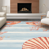 Ultra Soft Area Rug, Non Slip, Stain Resistant, Washable Area Rugs for Living Room, Bedroom, Vibrant Marine Life Textured Surface(Blue)