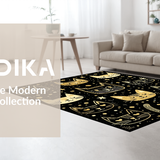 Ultra Soft Area Rug, Non Slip, Stain Resistant, Washable Area Rugs for Living Room, Bedroom, Contemporary Playful Cat Embellishment(Black)