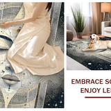 Ultra Soft Area Rug, Non Slip, Stain Resistant, Washable Area Rugs for Living Room, Bedroom, Mystic Sun and Crescent Moon Rug with Zodiac Constellation and Tarot Geometry(Gray)