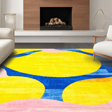 Ultra Soft Area Rug, Non Slip, Stain Resistant, Washable Area Rugs for Living Room, Bedroom, Chic Abstract Wave Motif(Yellow)