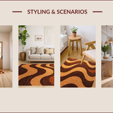 Ultra Soft Area Rug, Non Slip, Stain Resistant, Washable Area Rugs for Living Room, Bedroom, Modern Wavy Circles Living Room Plush Area Rug(Brown)