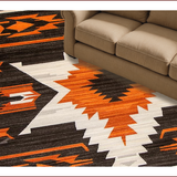 Ultra Soft Area Rug, Non Slip, Stain Resistant, Washable Area Rugs for Living Room, Bedroom, Warm Brown Rustic Geometric Elements(Orange)