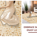 Ultra Soft Area Rug, Non Slip, Stain Resistant, Washable Area Rugs for Living Room, Bedroom, Rustic Neutral Textured Aesthetic(Beige)