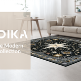 Ultra Soft Area Rug, Non Slip, Stain Resistant, Washable Area Rugs for Living Room, Bedroom, Trendy Dark Taupe Dreamscape(Black)
