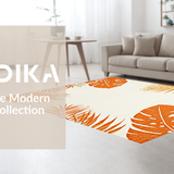 Ultra Soft Area Rug, Non Slip, Stain Resistant, Washable Area Rugs for Living Room, Bedroom, Radiant Outdoor Floral Impression(Orange)