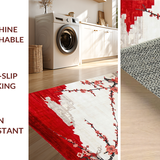 Ultra Soft Area Rug, Non Slip, Stain Resistant, Washable Area Rugs for Living Room, Bedroom, Rustic Multi-Colored Blossom Pattern(Red)