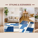 Ultra Soft Area Rug, Non Slip, Stain Resistant, Washable Area Rugs for Living Room, Bedroom, Sophisticated Blue Tones with Texture(Blue)