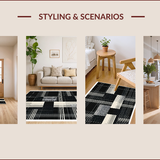 Ultra Soft Area Rug, Non Slip, Stain Resistant, Washable Area Rugs for Living Room, Bedroom, Abstract Black and Ivory Living Room Wool Rug(Black)
