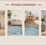 Ultra Soft Area Rug, Non Slip, Stain Resistant, Washable Area Rugs for Living Room, Bedroom, Whimsical Cozy Ogee Pattern(Blue)