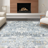 Ultra Soft Area Rug, Non Slip, Stain Resistant, Washable Area Rugs for Living Room, Bedroom, Serene Gray Tapestry Motif(Gray)