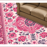 Ultra Soft Area Rug, Non Slip, Stain Resistant, Washable Area Rugs for Living Room, Bedroom, Retro Floral Nursery Carpet for Girls Room(Pink)