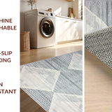 Ultra Soft Area Rug, Non Slip, Stain Resistant, Washable Area Rugs for Living Room, Bedroom, Rustic Textured Grey Lattice Style(Gray)