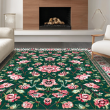 Ultra Soft Area Rug, Non Slip, Stain Resistant, Washable Area Rugs for Living Room, Bedroom, Whimsical Floral Abstract Aesthetic(Green)