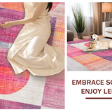 Ultra Soft Area Rug, Non Slip, Stain Resistant, Washable Area Rugs for Living Room, Bedroom, Bow-Shaped Rug with Bold Uno Reverse Symbol and Pink Gradient Style(Pink)