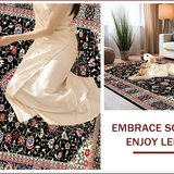 Ultra Soft Area Rug, Non Slip, Stain Resistant, Washable Area Rugs for Living Room, Bedroom, Elegant Floral Arch Motif(Black)