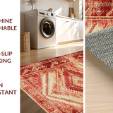 Ultra Soft Area Rug, Non Slip, Stain Resistant, Washable Area Rugs for Living Room, Bedroom, Vibrant Southwestern Tribal Aesthetic(Red)