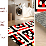 Ultra Soft Area Rug, Non Slip, Stain Resistant, Washable Area Rugs for Living Room, Bedroom, Chic Graphic Playful Shapes(Red)