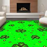 Ultra Soft Area Rug, Non Slip, Stain Resistant, Washable Area Rugs for Living Room, Bedroom, Rustic Low-Profile Clover Design(Green)