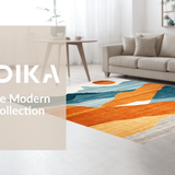 Ultra Soft Area Rug, Non Slip, Stain Resistant, Washable Area Rugs for Living Room, Bedroom, Contemporary Colorful Geometric Expression(Orange)