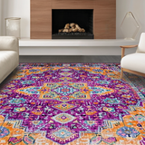 Ultra Soft Area Rug, Non Slip, Stain Resistant, Washable Area Rugs for Living Room, Bedroom, Lively Contemporary Ogee Style(Purple)