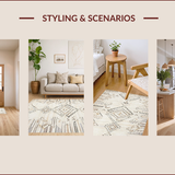Ultra Soft Area Rug, Non Slip, Stain Resistant, Washable Area Rugs for Living Room, Bedroom, Elegant Earthy Tiled Aesthetic(Beige)