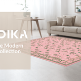 Ultra Soft Area Rug, Non Slip, Stain Resistant, Washable Area Rugs for Living Room, Bedroom, Elegant Soft Floral Composition(Pink)