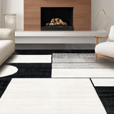 Ultra Soft Area Rug, Non Slip, Stain Resistant, Washable Area Rugs for Living Room, Bedroom, Bold Vintage-inspired Graphic Layout(Black)