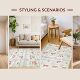 Ultra Soft Area Rug, Non Slip, Stain Resistant, Washable Area Rugs for Living Room, Bedroom, Coquette Pink Bow with Scarlet Berry Boho Area Rug(Gray)