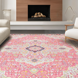 Ultra Soft Area Rug, Non Slip, Stain Resistant, Washable Area Rugs for Living Room, Bedroom, Artistic Dusty Pink Geometric Style(Pink)