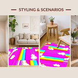 Ultra Soft Area Rug, Non Slip, Stain Resistant, Washable Area Rugs for Living Room, Bedroom, Bright Furry Artistic Expressions(Pink)