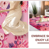 Ultra Soft Area Rug, Non Slip, Stain Resistant, Washable Area Rugs for Living Room, Bedroom, Charming Absorbent Floral Bath Carpet for Chic Decor(Pink)