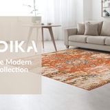 Ultra Soft Area Rug, Non Slip, Stain Resistant, Washable Area Rugs for Living Room, Bedroom, Vintage Distressed Earthy Tones(Orange)