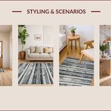 Ultra Soft Area Rug, Non Slip, Stain Resistant, Washable Area Rugs for Living Room, Bedroom, Rustic Vintage Ethnic Motif(Gray)