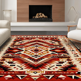 Ultra Soft Area Rug, Non Slip, Stain Resistant, Washable Area Rugs for Living Room, Bedroom, Textured Vintage Southwest Pattern(Red)