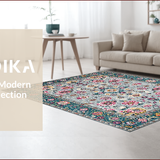 Ultra Soft Area Rug, Non Slip, Stain Resistant, Washable Area Rugs for Living Room, Bedroom, Chic Vintage Floral Arrangement(Gray)