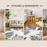 Ultra Soft Area Rug, Non Slip, Stain Resistant, Washable Area Rugs for Living Room, Bedroom, Chic Tropical Leaf Aesthetic(Gray)