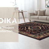 Ultra Soft Area Rug, Non Slip, Stain Resistant, Washable Area Rugs for Living Room, Bedroom, Rustic Geometric Black and White Design(Black)
