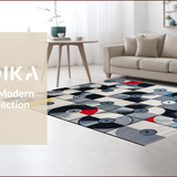 Ultra Soft Area Rug, Non Slip, Stain Resistant, Washable Area Rugs for Living Room, Bedroom, Contemporary Circular Patterned Motif(Gray)
