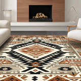 Ultra Soft Area Rug, Non Slip, Stain Resistant, Washable Area Rugs for Living Room, Bedroom, Tribal Textured Earthy Palette(Brown)