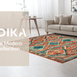 Ultra Soft Area Rug, Non Slip, Stain Resistant, Washable Area Rugs for Living Room, Bedroom, Warm Earthy Tones with Tribal Influence(Red)