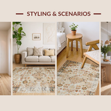 Ultra Soft Area Rug, Non Slip, Stain Resistant, Washable Area Rugs for Living Room, Bedroom, Luxurious Abstract Terracotta Palette(Beige)
