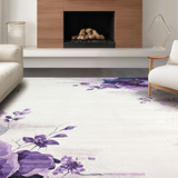 Ultra Soft Area Rug, Non Slip, Stain Resistant, Washable Area Rugs for Living Room, Bedroom, Chic Watercolor Floral Arrangement(Purple)