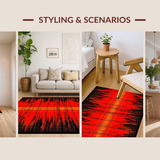 Ultra Soft Area Rug, Non Slip, Stain Resistant, Washable Area Rugs for Living Room, Bedroom, Dynamic Lava Flow Aesthetic(Red)